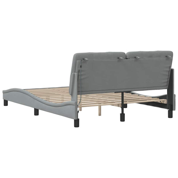 Bettgestell mit LED Hellgrau 140x190 cm