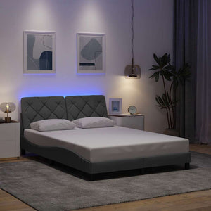 Bettgestell mit LED Hellgrau 140x190 cm