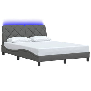Bettgestell mit LED Dunkelgrau 140x190 cm
