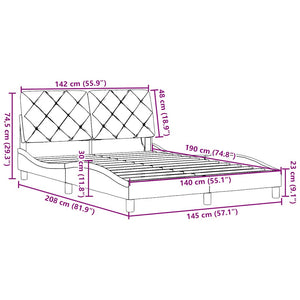 Bettgestell mit LED Dunkelgrau 140x190 cm