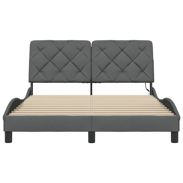 Bettgestell mit LED Dunkelgrau 140x190 cm