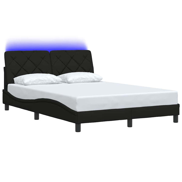 Bettgestell mit LED Schwarz 140x190 cm