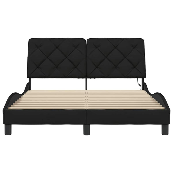 Bettgestell mit LED Schwarz 140x190 cm