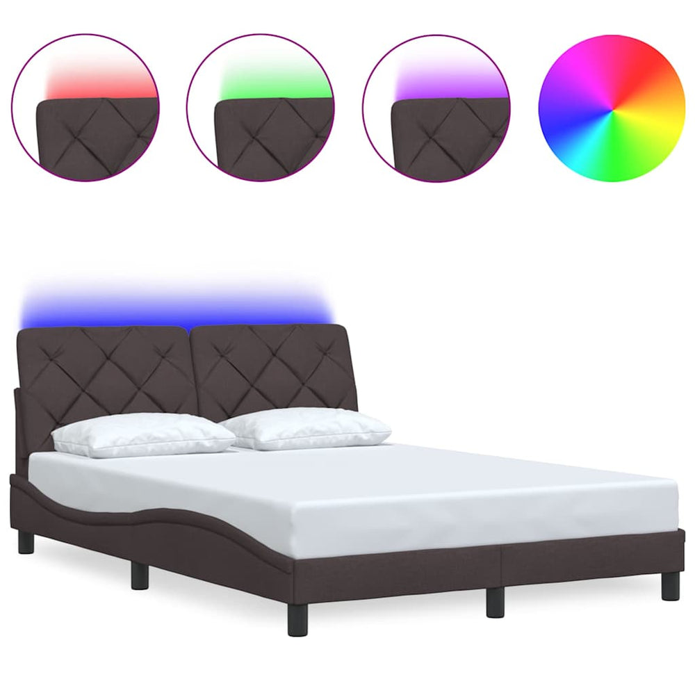Dunkelbraunes Bettgestell mit LED 140x190 cm