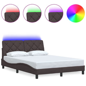Dunkelbraunes Bettgestell mit LED 140x190 cm