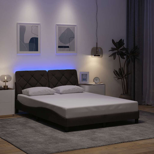 Dunkelbraunes Bettgestell mit LED 140x190 cm