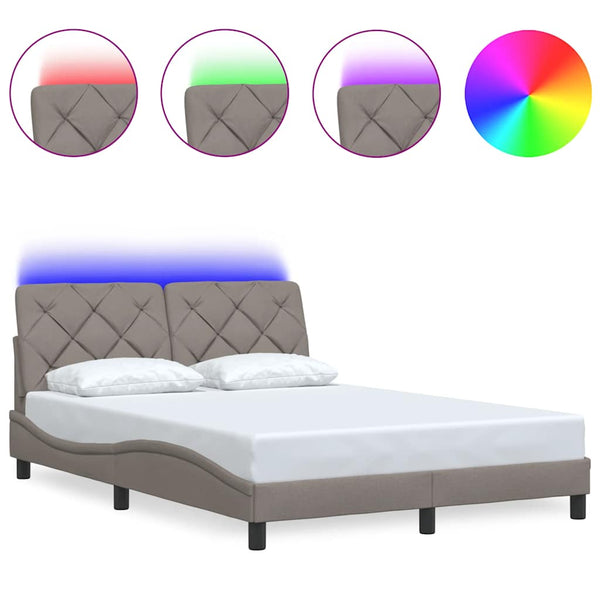 Bettgestell Taupe mit LED 140x190 cm
