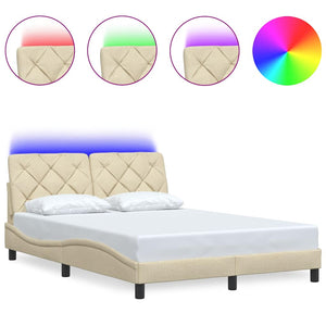 Bettgestell Creme mit LED 140x190 cm