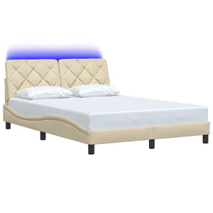 Bettgestell Creme mit LED 140x190 cm