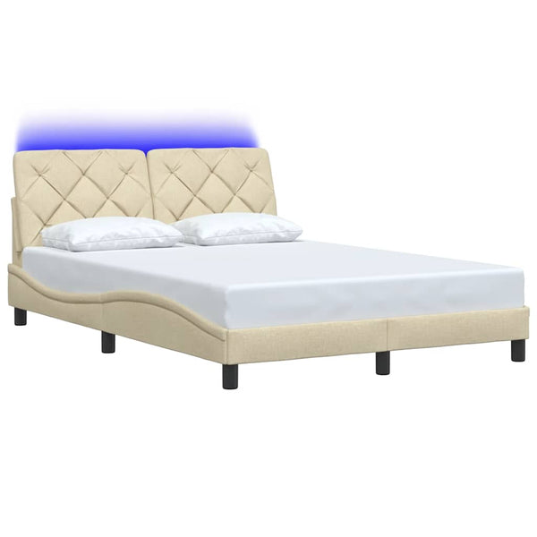 Bettgestell Creme mit LED 140x190 cm