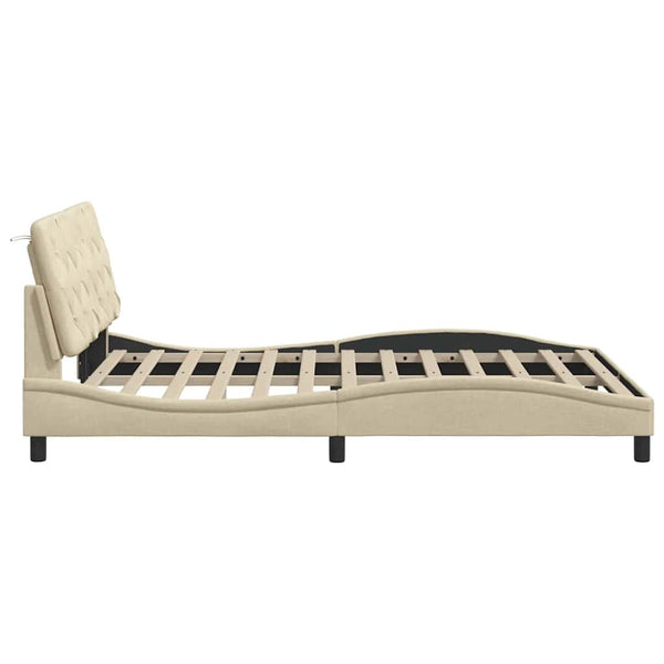 Bettgestell Creme mit LED 140x190 cm