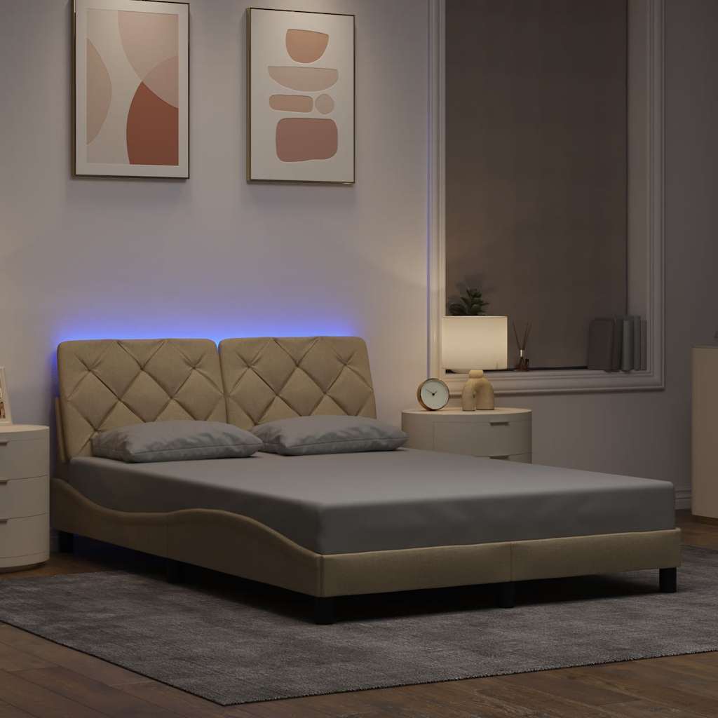 Bettgestell Creme mit LED 140x190 cm