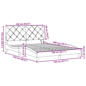 Bettgestell mit LED Hellgrau 140x200 cm