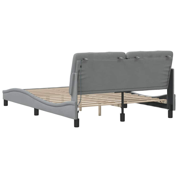 Bettgestell mit LED Hellgrau 140x200 cm