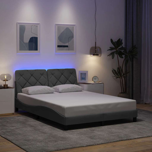 Bettgestell mit LED Hellgrau 140x200 cm