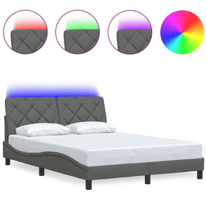 Bettgestell mit LED Dunkelgrau 140x200 cm