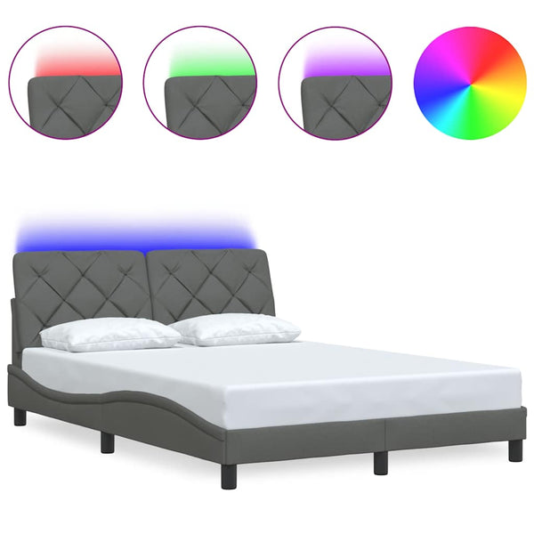 Bettgestell mit LED Dunkelgrau 140x200 cm