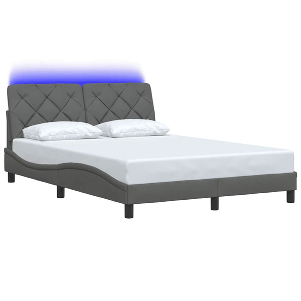 Bettgestell mit LED Dunkelgrau 140x200 cm