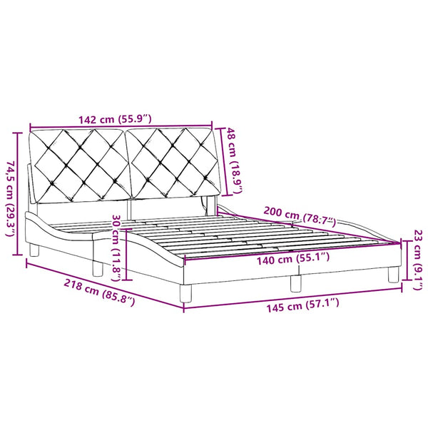 Bettgestell mit LED Dunkelgrau 140x200 cm