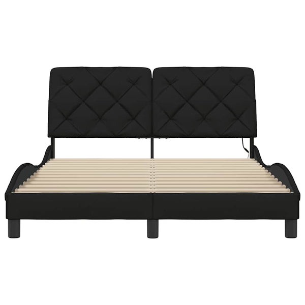 Bettgestell mit LED Schwarz 140x200 cm