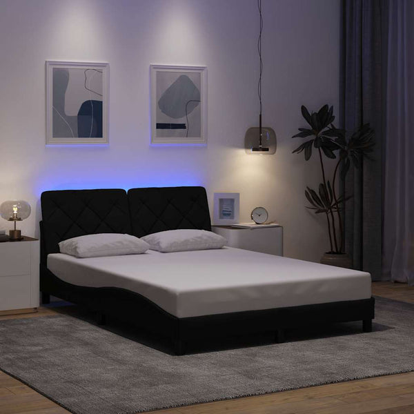 Bettgestell mit LED Schwarz 140x200 cm