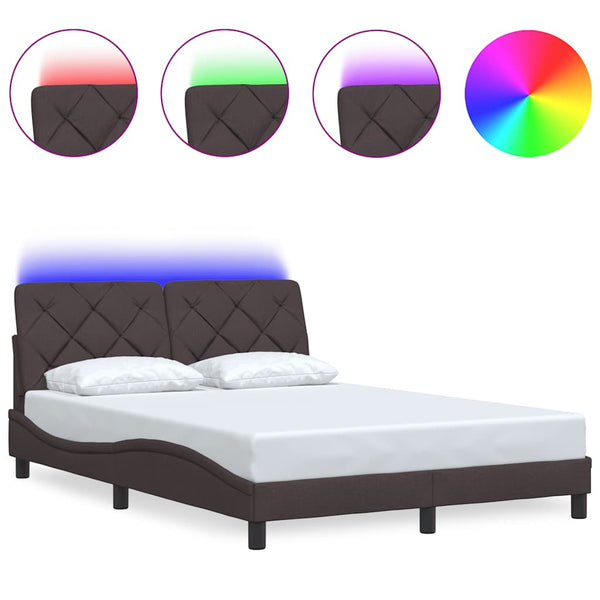 Bettgestell mit LED Dunkelbraun 140x200 cm