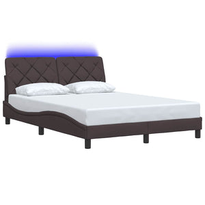 Bettgestell mit LED Dunkelbraun 140x200 cm