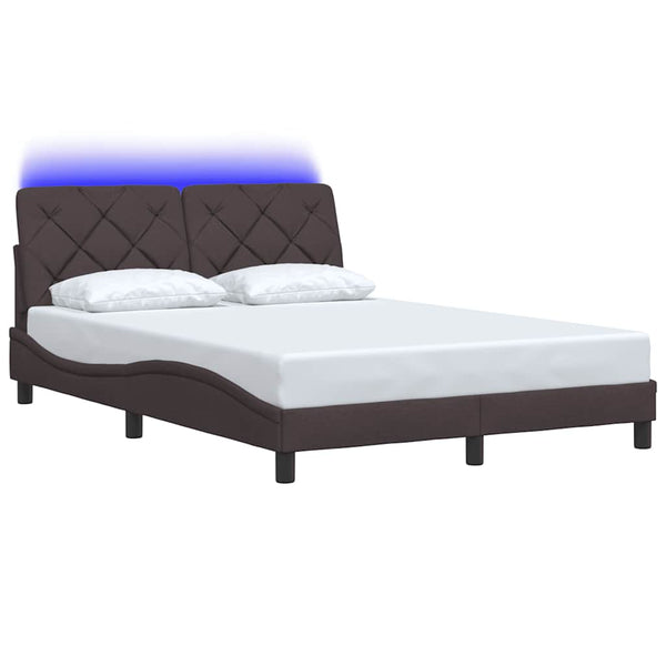 Bettgestell mit LED Dunkelbraun 140x200 cm