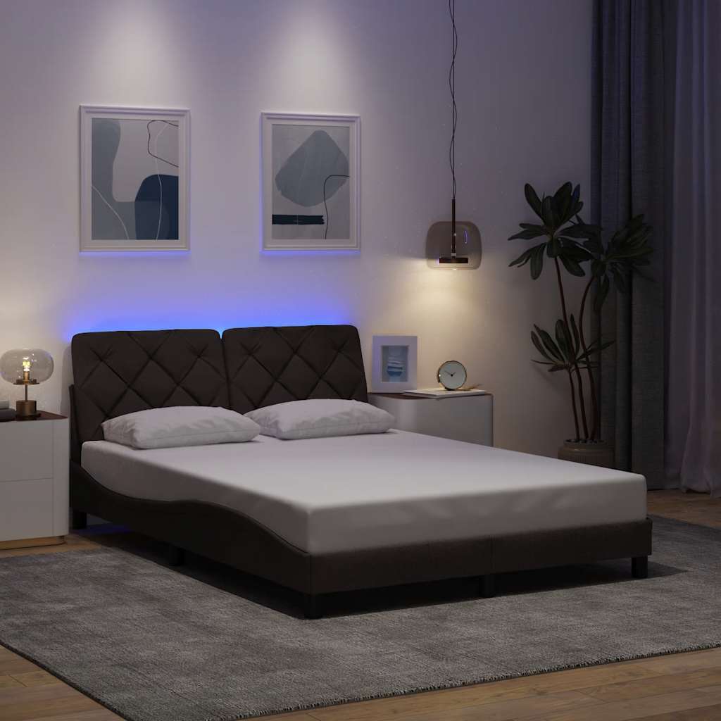 Bettgestell mit LED Dunkelbraun 140x200 cm