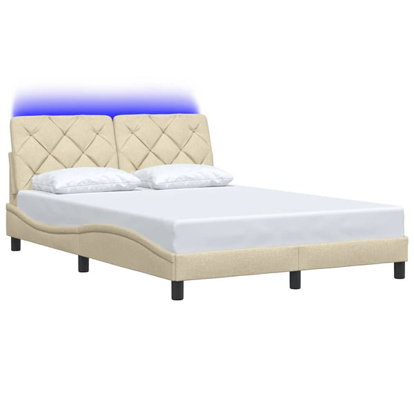 Bettgestell Creme LED 140x200 cm