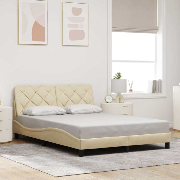 Bettgestell Creme LED 140x200 cm