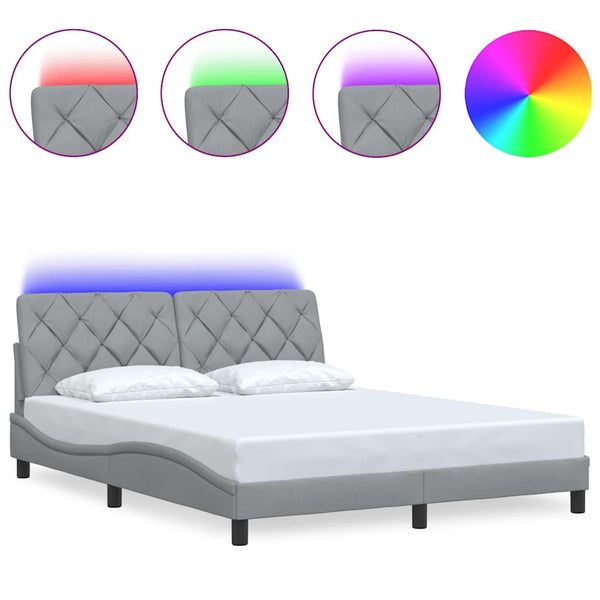 Bettgestell mit LED 160x200 cm Hellgrau