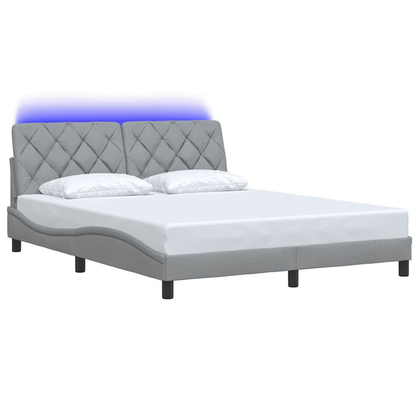 Bettgestell mit LED 160x200 cm Hellgrau