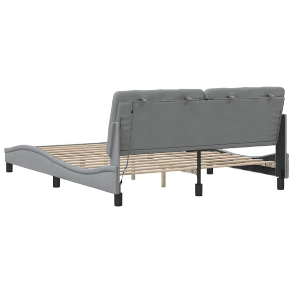 Bettgestell mit LED 160x200 cm Hellgrau