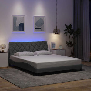Bettgestell mit LED 160x200 cm Hellgrau