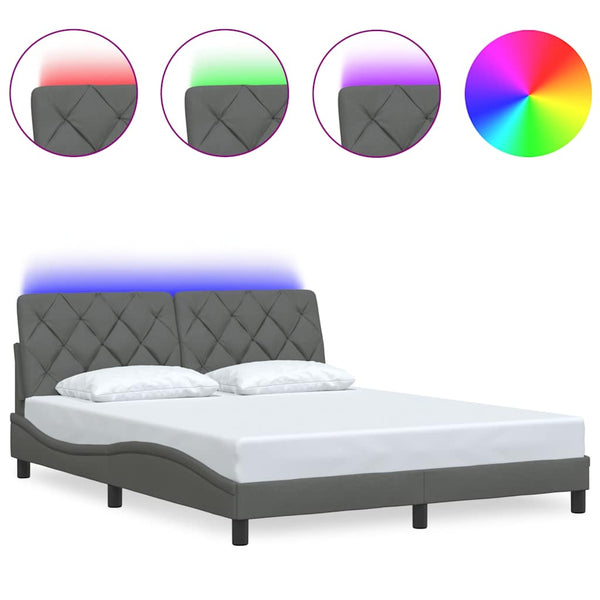 Bettgestell mit LED Dunkelgrau 160x200 cm