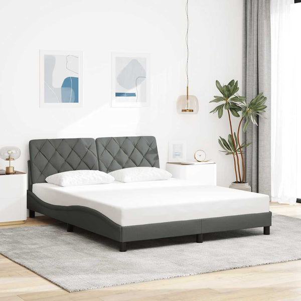 Bettgestell mit LED Dunkelgrau 160x200 cm