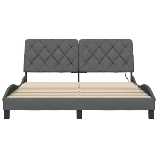 Bettgestell mit LED Dunkelgrau 160x200 cm