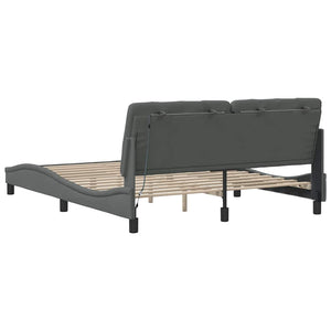 Bettgestell mit LED Dunkelgrau 160x200 cm