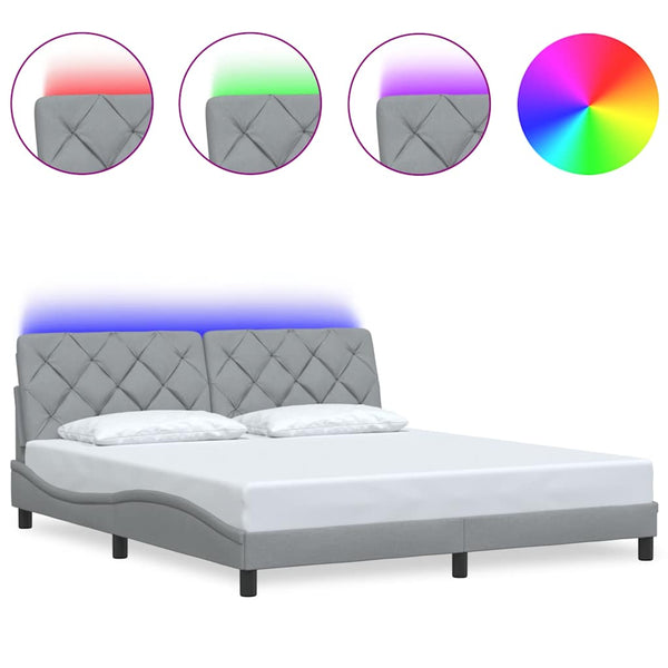 Bettgestell mit LED Hellgrau 180x200 cm