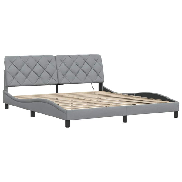 Bettgestell mit LED Hellgrau 180x200 cm