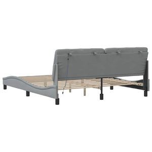 Bettgestell mit LED Hellgrau 180x200 cm