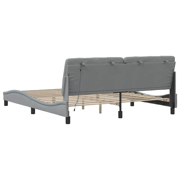 Bettgestell mit LED Hellgrau 180x200 cm
