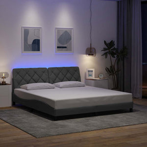 Bettgestell mit LED Hellgrau 180x200 cm