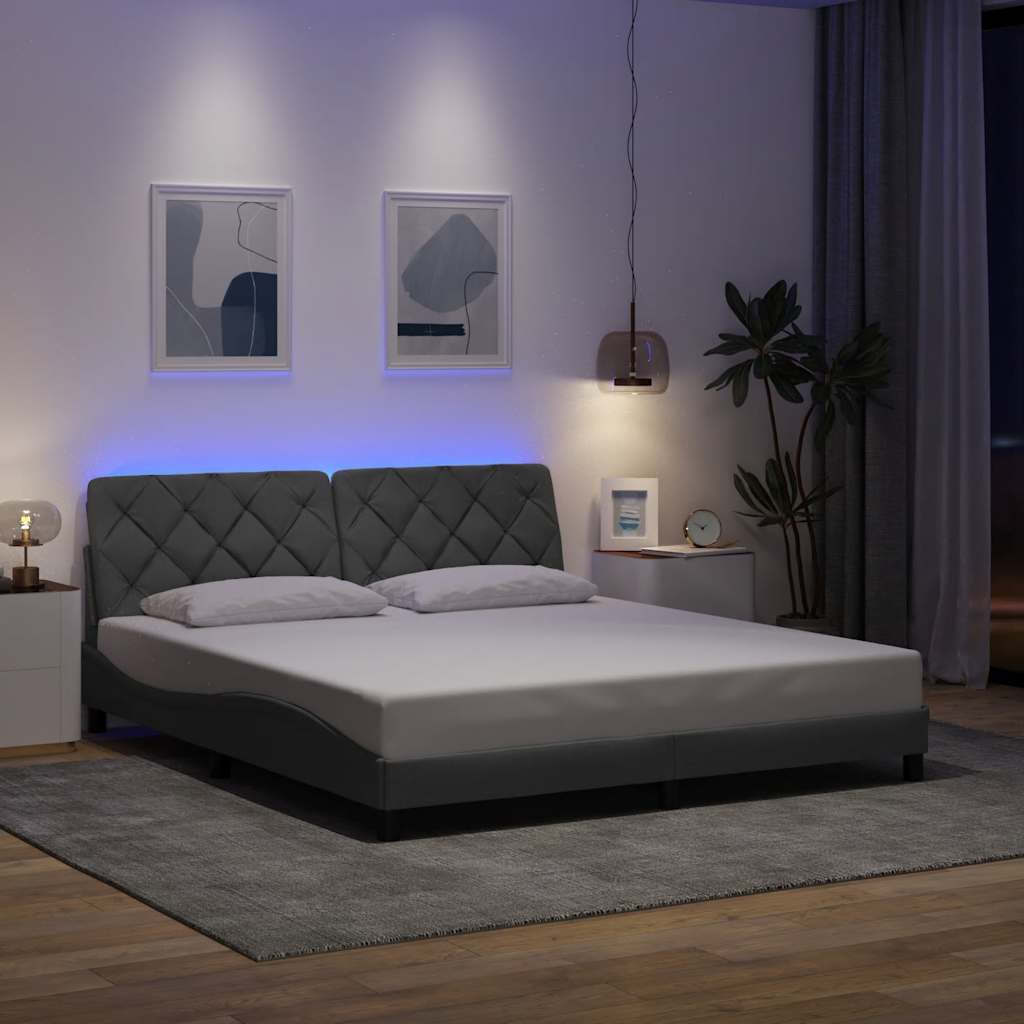 Bettgestell mit LED Hellgrau 180x200 cm