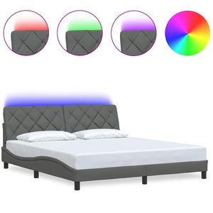 Bettgestell mit LED Dunkelgrau 180x200 cm