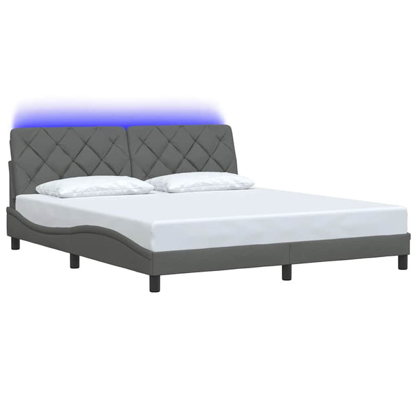 Bettgestell mit LED Dunkelgrau 180x200 cm