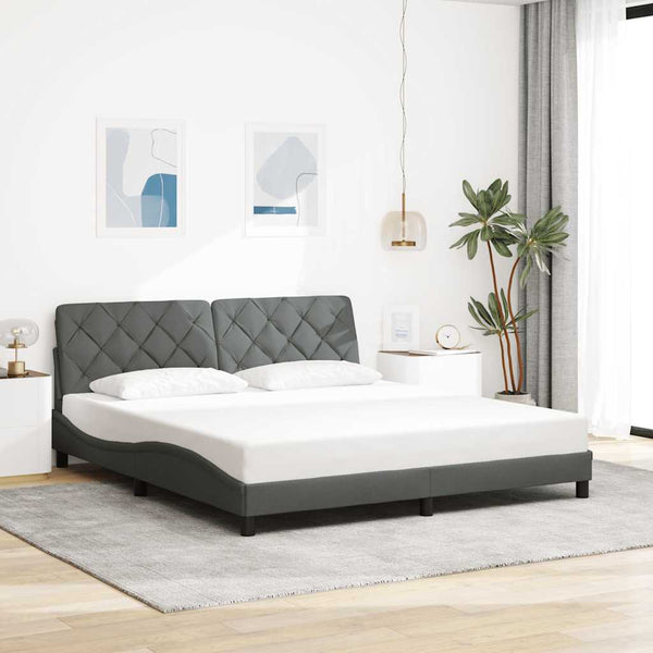 Bettgestell mit LED Dunkelgrau 180x200 cm