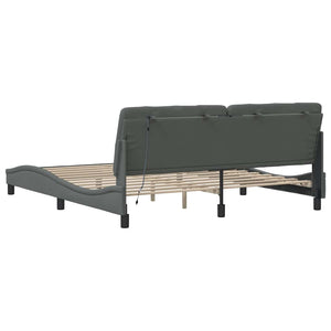 Bettgestell mit LED Dunkelgrau 180x200 cm