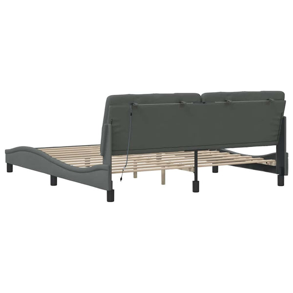 Bettgestell mit LED Dunkelgrau 180x200 cm